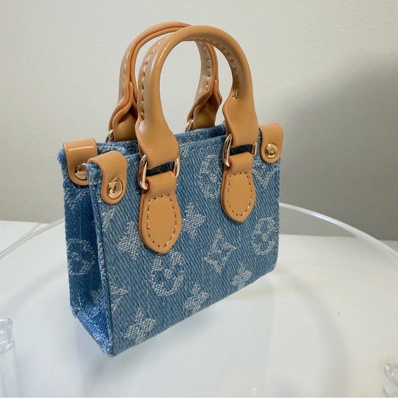 Mini Denim Tote Bag Charm | Cute Monogram Style Accessory - Picture 8 of 8